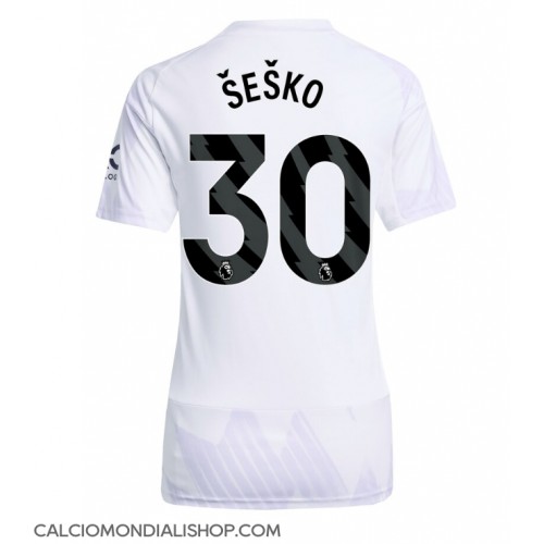 Maglie da calcio Manchester United Benjamin Sesko #30 Seconda Maglia Femminile 2025-26 Manica Corta